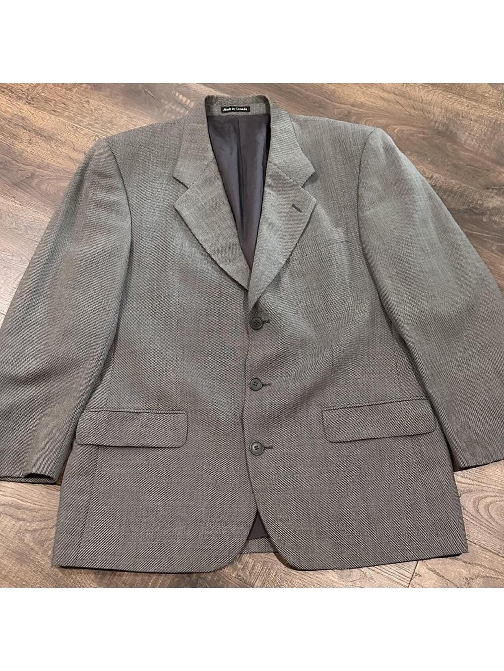 Vintage Yves Saint Laurent gray herringbone wool blazer/pants suit